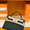 Hermes Mini Kelly Epsom CK89 Black Silver Hardware 19cm Full Handmade