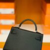 Hermes Mini Kelly Epsom CK89 Black Silver Hardware 19cm Full Handmade
