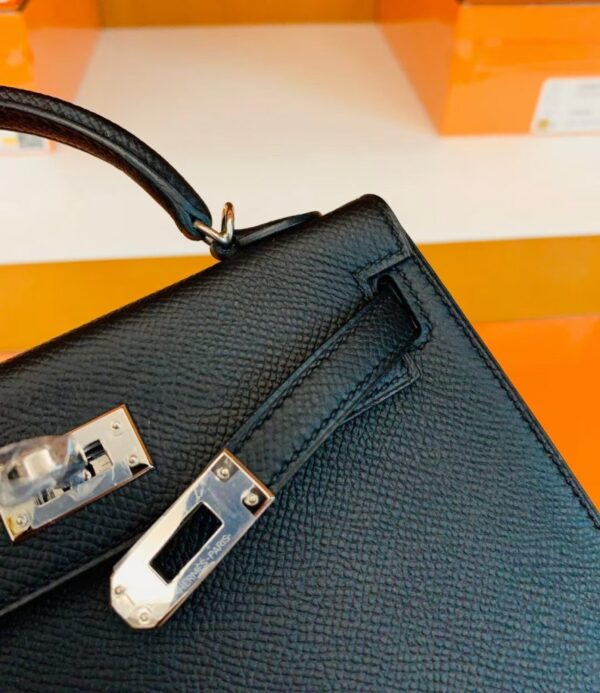 mmexport1686298844841-887x1024-1 Hermes Mini Kelly Epsom CK89 Black Silver Hardware 19cm Full Handmade