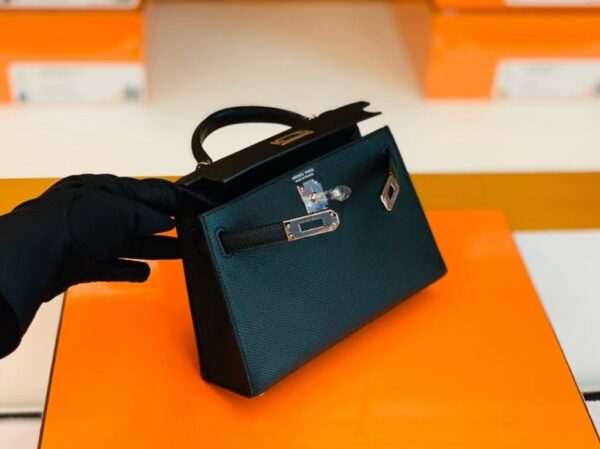 mmexport1686298846148-1024x766-1 Hermes Mini Kelly Epsom CK89 Black Silver Hardware 19cm Full Handmade