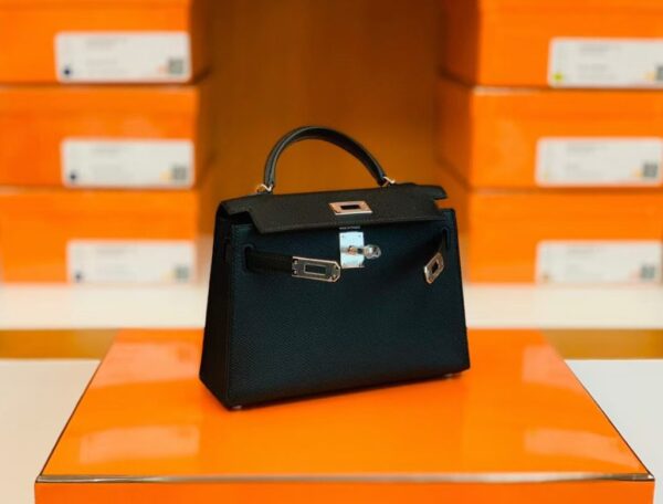 mmexport1686298847468-1024x779-1 Hermes Mini Kelly Epsom CK89 Black Silver Hardware 19cm Full Handmade