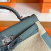 Hermes Mini Kelly Epsom 63 Almond green Silver Hardware 19cm Full Handmade