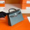 Hermes Mini Kelly Epsom 63 Almond green Silver Hardware 19cm Full Handmade