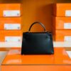 mmexport1686298992038-1024x774-1 Hermes Mini Kelly Box Leather CK89 Black Silver Hardware 19cm Full Handmade