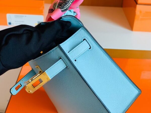 Hermes Mini Kelly Epsom 6u Light Blue Gold Hardware 19cm Full Handmade