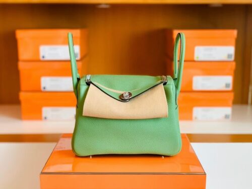 Hermes Lindy Togo 3i Avocado green Silver Hardware 26cm Full Handmade