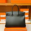 Hermes Birkin box Leather ck89 so-black Black Buckle Silver Hardware 35cm Full Handmade