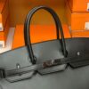 Hermes Birkin box Leather ck89 so-black Black Buckle Silver Hardware 35cm Full Handmade