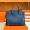 Hermes Birkin Matte Alligator crocodile 7L Gem Blue Silver Hardware 30cm Full Handmade