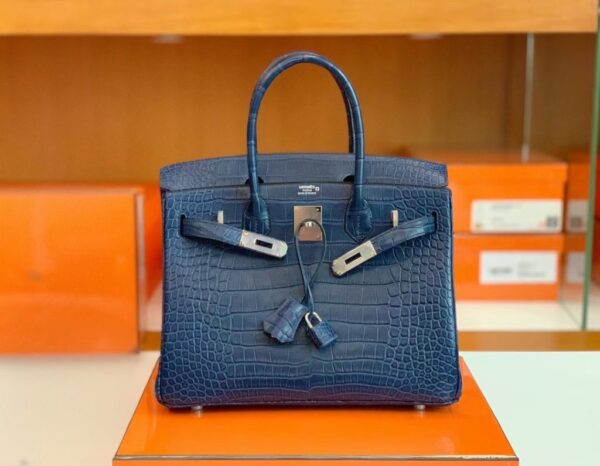 mmexport1687341750966-1024x795-1 Hermes Birkin Matte Alligator crocodile 7L Gem Blue Silver Hardware 30cm Full Handmade