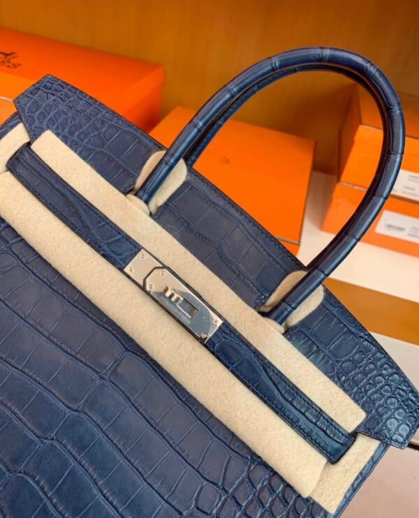 mmexport1687341756875-828x1024-1 Hermes Birkin Matte Alligator crocodile 7L Gem Blue Silver Hardware 30cm Full Handmade
