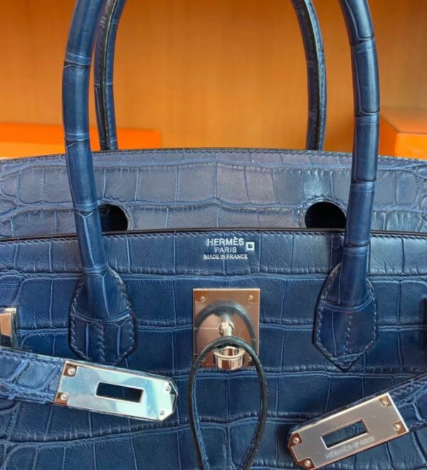 mmexport1687341758600-929x1024-1 Hermes Birkin Matte Alligator crocodile 7L Gem Blue Silver Hardware 30cm Full Handmade
