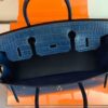 Hermes Birkin Matte Alligator crocodile 7L Gem Blue Silver Hardware 30cm Full Handmade