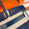 Hermes Birkin Matte Alligator crocodile 7L Gem Blue Silver Hardware 30cm Full Handmade