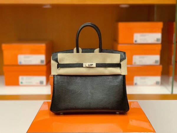 mmexport1687341791683-1024x768-1 Hermes Birkin Lizard CK89 Black Silver Hardware 25cm Full Handmade
