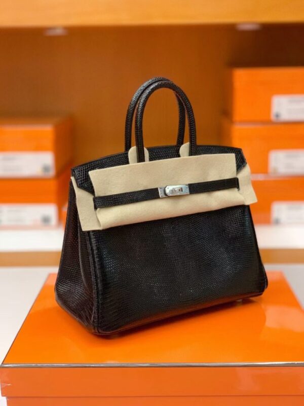 mmexport1687341792986-768x1024-1 Hermes Birkin Lizard CK89 Black Silver Hardware 25cm Full Handmade