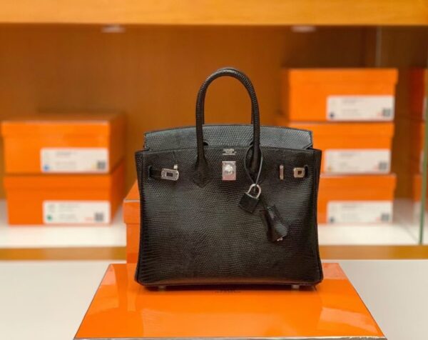 mmexport1687341797302-1024x812-1 Hermes Birkin Lizard CK89 Black Silver Hardware 25cm Full Handmade
