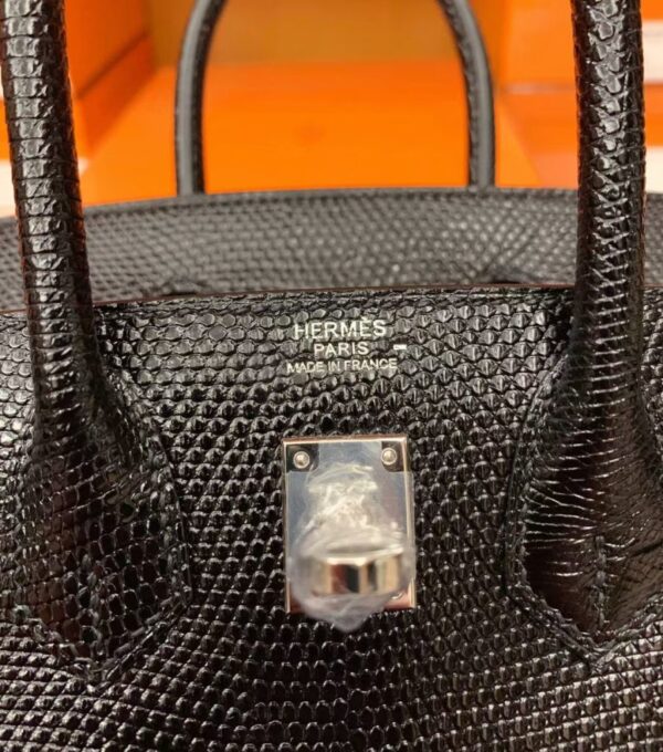 mmexport1687341800382-904x1024-1 Hermes Birkin Lizard CK89 Black Silver Hardware 25cm Full Handmade