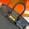 Hermes Birkin Touch Matte Alligator & Togo ck89 Noir Black Gold Hardware 25cm Full Handmade