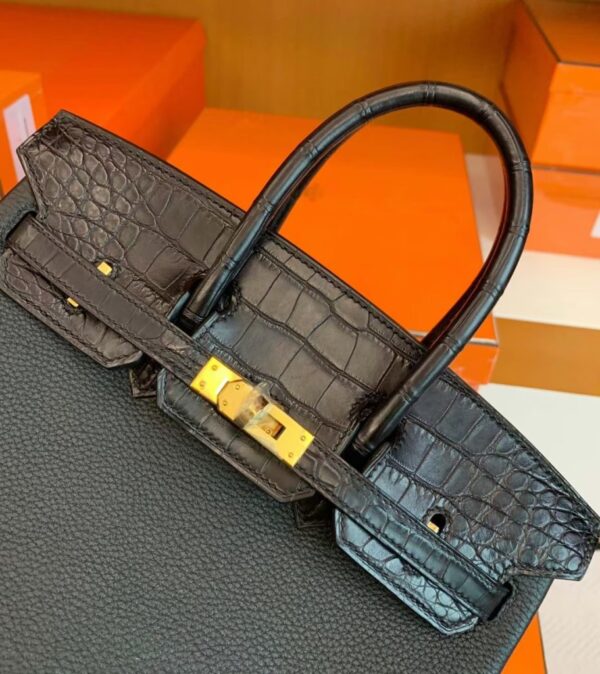 mmexport1687341828346-912x1024-1 Hermes Birkin Touch Matte Alligator & Togo ck89 Noir Black Gold Hardware 25cm Full Handmade