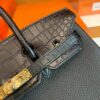 Hermes Birkin Touch Matte Alligator & Togo ck89 Noir Black Gold Hardware 25cm Full Handmade