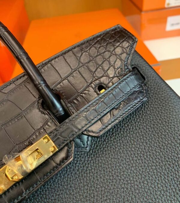 mmexport1687341830744-910x1024-1 Hermes Birkin Touch Matte Alligator & Togo ck89 Noir Black Gold Hardware 25cm Full Handmade