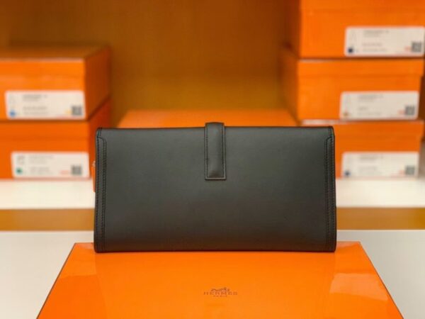 Hermes Jige Wallet Swift ck89 Black 31cm Full Handmade