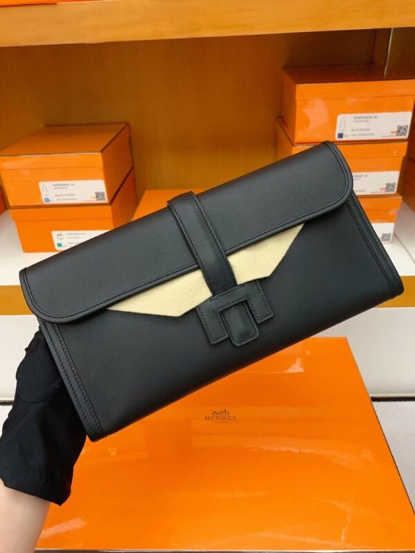Hermes Jige Wallet Swift ck89 Black 31cm Full Handmade