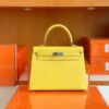 Hermes Kelly Epsom 9O Lemon yellow Silver Hardware 25cm Full Handmade