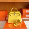 Hermes Kelly Epsom 9O Lemon yellow Silver Hardware 25cm Full Handmade