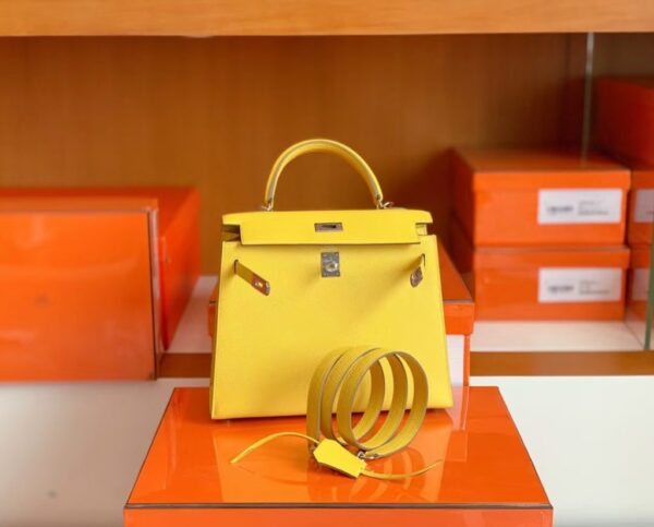 mmexport1687342175337-1024x825-1 Hermes Kelly Epsom 9O Lemon yellow Silver Hardware 25cm Full Handmade