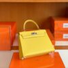 Hermes Kelly Epsom 9O Lemon yellow Silver Hardware 25cm Full Handmade
