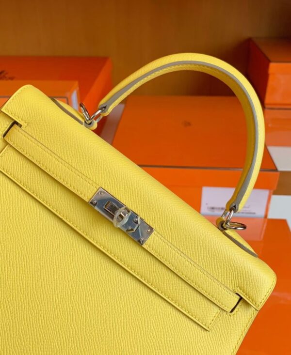 mmexport1687342178600-838x1024-1 Hermes Kelly Epsom 9O Lemon yellow Silver Hardware 25cm Full Handmade