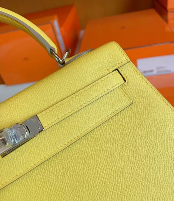 mmexport1687342184062-888x1024-1 Hermes Kelly Epsom 9O Lemon yellow Silver Hardware 25cm Full Handmade