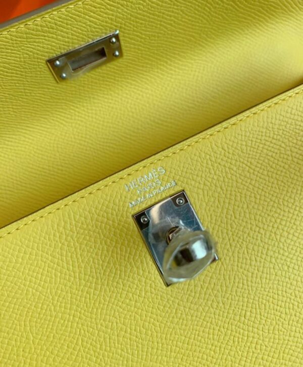 mmexport1687342186717-845x1024-1 Hermes Kelly Epsom 9O Lemon yellow Silver Hardware 25cm Full Handmade
