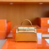 Hermes mini Kelly Epsom Light Golden Brown Gold Hardware 19cm Full Handmade