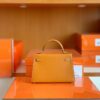 Hermes mini Kelly Epsom Light Golden Brown Gold Hardware 19cm Full Handmade
