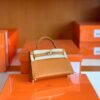 Hermes mini Kelly Epsom Light Golden Brown Gold Hardware 19cm Full Handmade