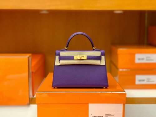 Hermes mini Kelly Epsom 9w Dreamy Purple Gold Hardware 19cm Full Handmade