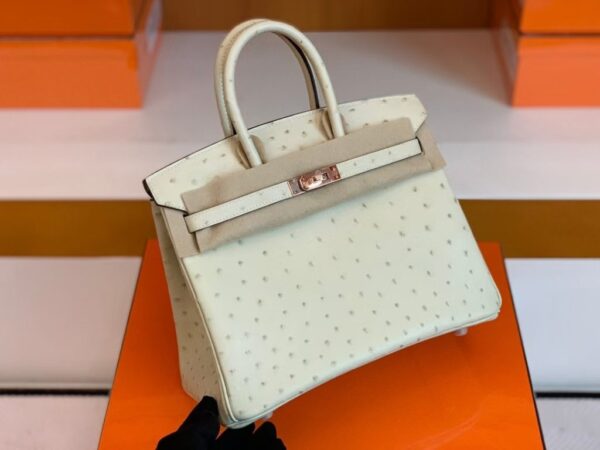 mmexport1688808580543-1024x768-1 Hermes Birkin Ostrich 3C Wool white Rose Gold Hardware 25cm Full Handmade