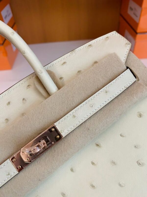 mmexport1688808581947-768x1024-1 Hermes Birkin Ostrich 3C Wool white Rose Gold Hardware 25cm Full Handmade