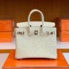 Hermes Birkin Ostrich 3C Wool white Rose Gold Hardware 25cm Full Handmade