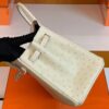 Hermes Birkin Ostrich 3C Wool white Rose Gold Hardware 25cm Full Handmade