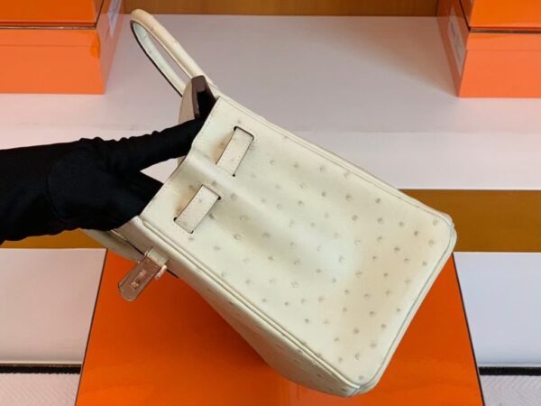 mmexport1688808587347-1024x768-1 Hermes Birkin Ostrich 3C Wool white Rose Gold Hardware 25cm Full Handmade