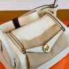 Hermes Mini Lindy TC Leather Creamy White Gold Hardware 19cm Full Handmade