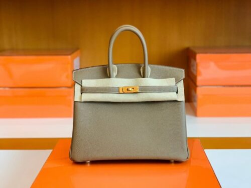 Hermes Birkin Togo Etoupe Grey Gold Hardware 25cm Full Handmade