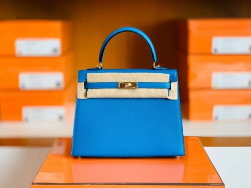 Hermes Kelly Epsom Izmir blue Gold Hardware 25cm Full Handmade