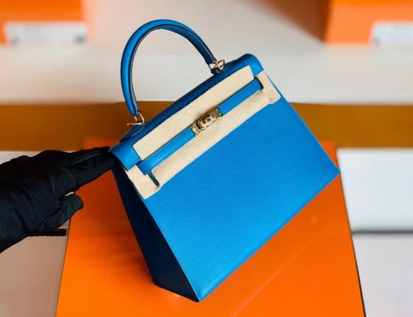Hermes Kelly Epsom Izmir blue Gold Hardware 25cm Full Handmade