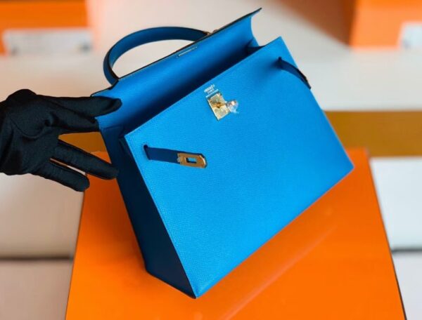 Hermes Kelly Epsom Izmir blue Gold Hardware 25cm Full Handmade
