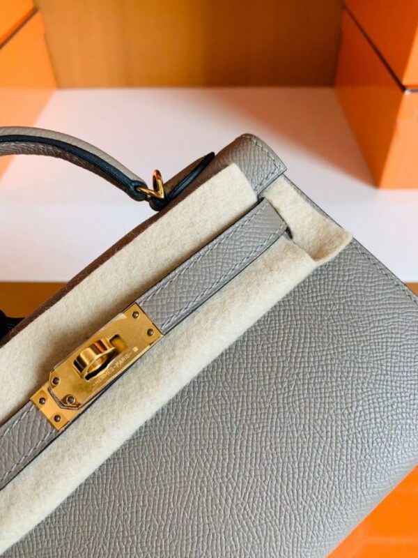 Hermes Mini Kelly Epsom M8 asphalt grey Gold Hardware 19cm Full Handmade